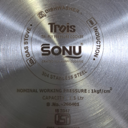 Sonu Trios triply 1.5 ltr Pressure cooker - Image 2