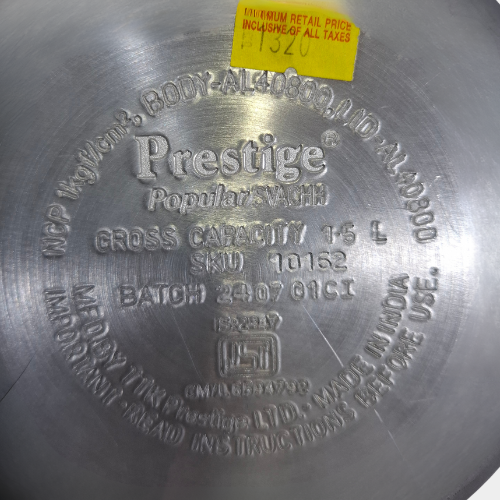 Prestige Popular Svachh 1.5 ltr Aluminium Pressure cooker - Image 3