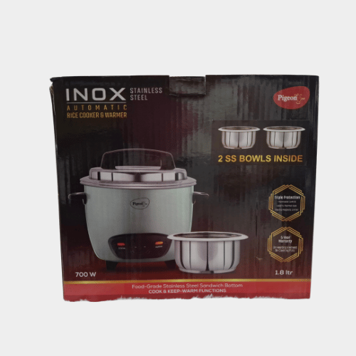 Pigeon Inox Stainless Steel Automatic Electric Rice Cooker 1.8L - Image 2